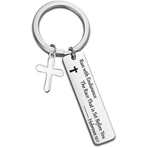 SIDIMELO Religious Jewelry Bible Verse Keychain Run with Endurance The Race That is Set Before You Hebrews 12:1 Scripture Keychain Runner Gift SIDIMELO Religious Jewelry Bible Verse Keychain Run with Endurance The Race That is Set Before You Hebrews 12:1 Scripture Keychain Runner Gift