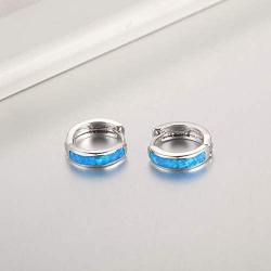 JRSIAL Small Hinged Opal Hoop Earrings Silver Plated Fashion Jewelry for Women Party Fashion Dainty Earring Gifts Unisex