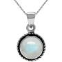 Silvershake Round Stone or Shell 925 Sterling Silver Rope Solitaire Cabochon or Inlay Style Pendant Necklace Jewelry for Women