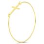 Delicate Minimalist Religious Diagonal Sideways Cross Bangle Bracelet For Women Teen 14K Gold Plated 925 Sterling Silver