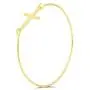 Delicate Minimalist Religious Diagonal Sideways Cross Bangle Bracelet For Women Teen 14K Gold Plated 925 Sterling Silver