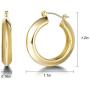 FANCIME Half Open Hoop Stud Earrings Triple Thin/Thick Tube High Polished Hoop Earrings 14K Yellow/White Gold Plated Fashion Statement Jewelry Gift for Women Teens Girls Mom