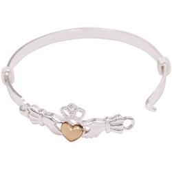 Rosemarie Collections Womens Two Tone Irish Claddagh Bangle Fashion Bracelet