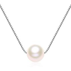 Single Pearl Necklace 7-8mm Freshwater Cultured Pearl 925 Sterling Silver Box Chain - VIKI LYNN