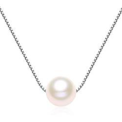 Single Pearl Necklace 7-8mm Freshwater Cultured Pearl 925 Sterling Silver Box Chain - VIKI LYNN