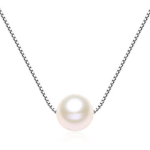 Single Pearl Necklace 7-8mm Freshwater Cultured Pearl 925 Sterling Silver Box Chain - VIKI LYNN