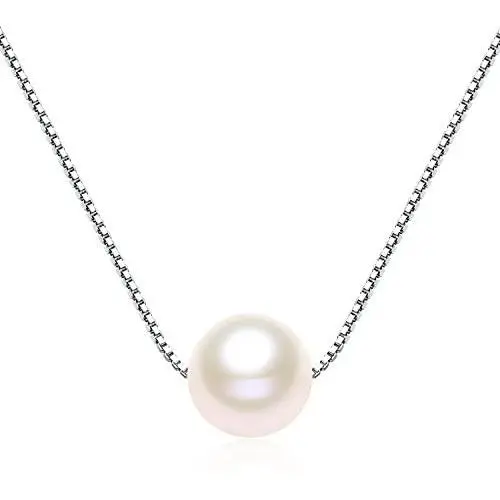 Single Pearl Necklace 7-8mm Freshwater Cultured Pearl 925 Sterling Silver Box Chain - VIKI LYNN Single Pearl Necklace 7-8mm Freshwater Cultured Pearl 925 Sterling Silver Box Chain - VIKI LYNN