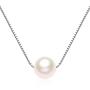 Single Pearl Necklace 7-8mm Freshwater Cultured Pearl 925 Sterling Silver Box Chain - VIKI LYNN