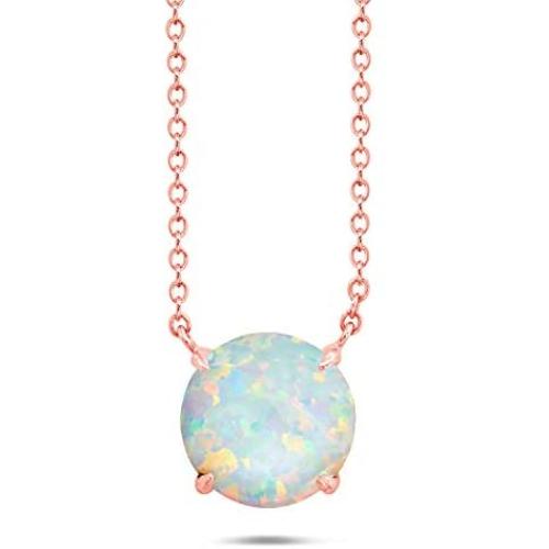 Nicole Miller Fine Jewelry - Sterling Silver with 14K Rose Gold Overlay 8mm Round Cut Gemstone Necklace, 18''