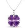 Diamondere Natural and Certified Heart Cut Gemstone and Diamond Flower Necklace in Sterling Silver | 1.65 Carat Pendant with Chain