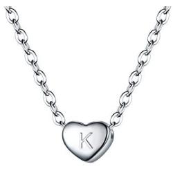 BriLove Womens 925 Sterling Silver Tiny Initial Heart Pendant Choker Necklace