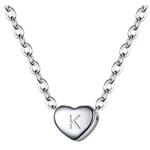 BriLove Womens 925 Sterling Silver Tiny Initial Heart Pendant Choker Necklace