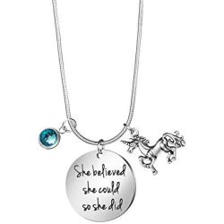 Joycuff Unicorn Gifts for Girls Daughter Birthstone Birthday Inspirational Necklace Charm Pendant Jewelry