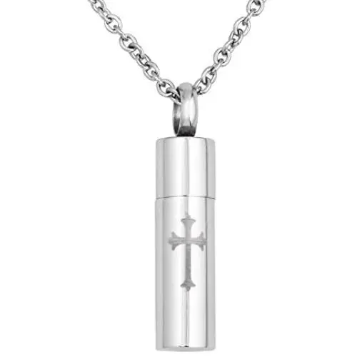 CLY Jewelry Urn Necklace for Ashes Long Strip Black Painted with Crystal Necklace Women Pendant Cremation Jewelry Memorial Keepsake for Men Women
