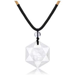 Top Plaza Hexagram Star Healing Crystal Stone Pendant Necklaces Adjustable Natural Gemstone Necklace Reiki Quartz Jewelry for Men Women