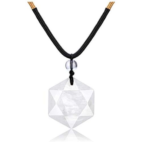 Top Plaza Hexagram Star Healing Crystal Stone Pendant Necklaces Adjustable Natural Gemstone Necklace Reiki Quartz Jewelry for Men Women