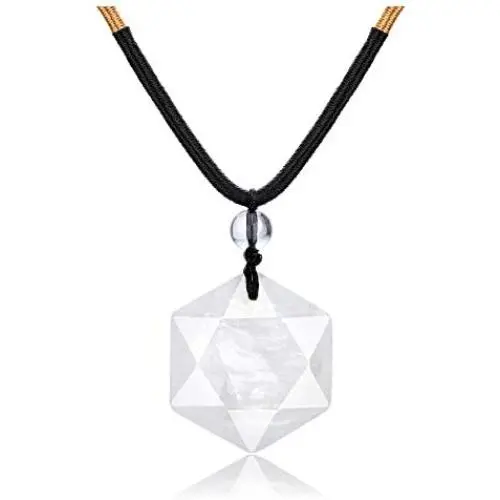 Top Plaza Hexagram Star Healing Crystal Stone Pendant Necklaces Adjustable Natural Gemstone Necklace Reiki Quartz Jewelry for Men Women Top Plaza Hexagram Star Healing Crystal Stone Pendant Necklaces Adjustable Natural Gemstone Necklace Reiki Quartz Jewelry for Men Women