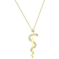KUIYAI Staff of Asclepius Necklace with Cubic Zirconia Medical Symbol Necklace Jewelry