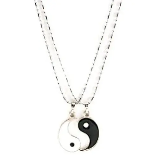 BlueRica 18 Inches Stainless Steel Chain Necklace Couple Set with Yin Yang Pendants