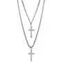 Steve Madden 28'' Oxidized Stainless Steel Box and Curb Chain Cross Pendant Duo Necklace Set For Men Steve Madden 28'' Oxidized Stainless Steel Box and Curb Chain Cross Pendant Duo Necklace Set For Men