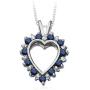 September Birthstone - Blue Sapphire and Diamond Heart Pendant Necklace in 10K White Gold (2mm Blue Sapphire)