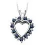 September Birthstone - Blue Sapphire and Diamond Heart Pendant Necklace in 10K White Gold (2mm Blue Sapphire) September Birthstone - Blue Sapphire and Diamond Heart Pendant Necklace in 10K White Gold (2mm Blue Sapphire)