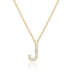 PAVOI 14K Yellow Gold Plated Cubic Zirconia Initial Necklace | Letter Necklaces for Women