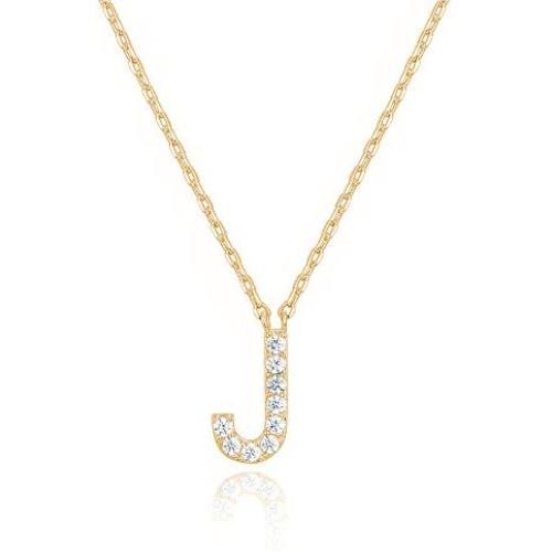 PAVOI 14K Yellow Gold Plated Cubic Zirconia Initial Necklace | Letter Necklaces for Women