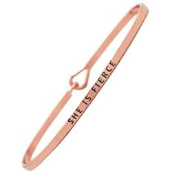 SHE is Fierce Inspirational Quote Bracelet - Positive Message Hook Bangle Mantra Phrase Cuff - Jewelry Gifts for Women & Teen Girls