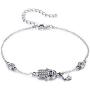 SLUYNZ 925 Sterling Silver Fatima Hamsa Hand Evil Eye Bracelet for Women Teen Girls Blue Round Eyes Bracelet