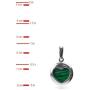 Amber by Graciana Sterling Silver Imitation Malachite Heart Round Earrings Pendant Set Rolo Chain 18 Inches