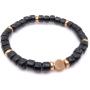 Mens Glass & Brass Stretch Bead Bracelet - Black