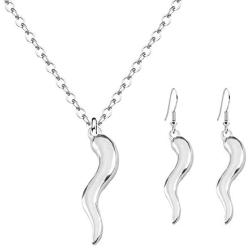 YANCHUN Lucky Italian Horn Necklace and Earrings Italian Jewelry Amulet Necklace for Women Men