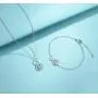 FANCIME Created Aquamarine Necklace Sterling Silver Birthstone Necklaces for Women Dainty Infinity Pendant Birthday Anniversary Jewelry Gifts for Her，Chain Length 16''+2'' Extend