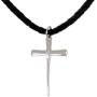 NOVICA Sterling Silver Mens Cross Pendant Necklace with 20'' Braided Leather Cord, Holy Sacrifice