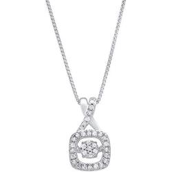 Dancing Diamond''XoXo'' Cushion Pendant Necklace in 925 Sterling Silver by Parade of Jewels (1/10 ct.tw.), 18''