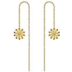 925 Sterling Silver Gold Plated Sunflower Daisy Threader Earrings Stud Drop Dangle You are My Sunshine Jewelry Gifts for Women Mom