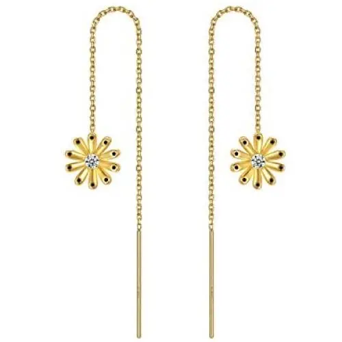 925 Sterling Silver Gold Plated Sunflower Daisy Threader Earrings Stud Drop Dangle You are My Sunshine Jewelry Gifts for Women Mom 925 Sterling Silver Gold Plated Sunflower Daisy Threader Earrings Stud Drop Dangle You are My Sunshine Jewelry Gifts for Women Mom