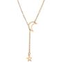 Chargances Bohemia Women Gold Y Lariat Necklace Moon and Star Necklace Gold Long Choker Necklace Fashion Crescent Moon Star Jewelry for Weeding Prom Party Delicate Necklace Jewelry for Women and Girls