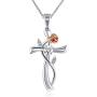 Angelady Mothers Day Gift Sunflower Cross Necklace for Women Mom Girls, You are My Sunshine Flower Necklace Valentine Birthday Jewelry, Come with Gift Box
