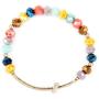 RIAH FASHION Religious Cross Bead Stacking Beaded Stretch Statement Bracelets - Inspirational Message Sparkly Crystal, Wood Bible Christian Prayer Bangle Set