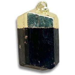 Galactikonsciousness Black Poets Stone Tourmaline 18k Golden Pendant Raw Rock Healing Protection 7 Chakra Reiki Home Gift Love Handmade Natural Necklace