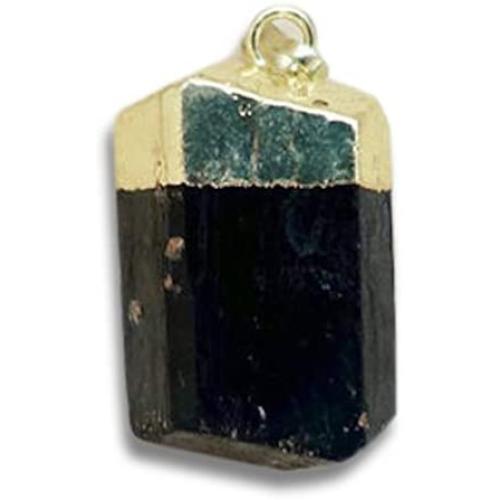 Galactikonsciousness Black Poets Stone Tourmaline 18k Golden Pendant Raw Rock Healing Protection 7 Chakra Reiki Home Gift Love Handmade Natural Necklace