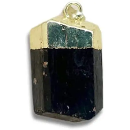 Galactikonsciousness Black Poets Stone Tourmaline 18k Golden Pendant Raw Rock Healing Protection 7 Chakra Reiki Home Gift Love Handmade Natural Necklace