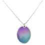 Ms.Iconic 17x22MM Oval Disc Rainbow Mood Charm Color Change Necklace Color Changing Jewelry Bridesmaid Wedding Gift for Her