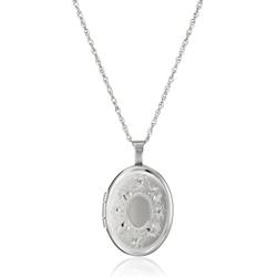 Sterling Silver Oval Hand-Engraved Locket Necklace, 18''