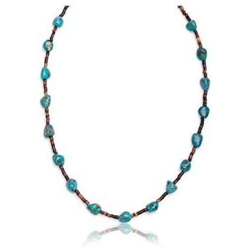 $230 Retail Tag Certified Authentic Navajo Silver Natural Genuine Turquoise Native American Necklace