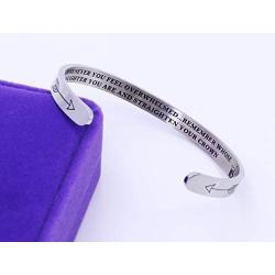 YOYONY Mother Daughter Inspirational Cuff Bangle Whenever You Feel Overwhelmed.Straighten Your Crown Motivational Mantra Quote Personalized Bracelet Jewelry for Women Girls