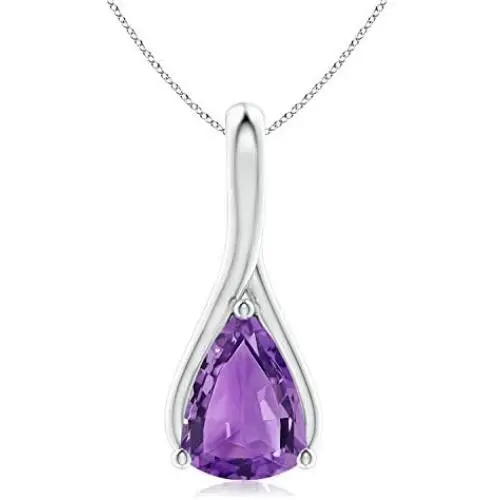 Trillion Amethyst Pendant Necklace in Sterling Silver (8x6mm Amethyst) Trillion Amethyst Pendant Necklace in Sterling Silver (8x6mm Amethyst)