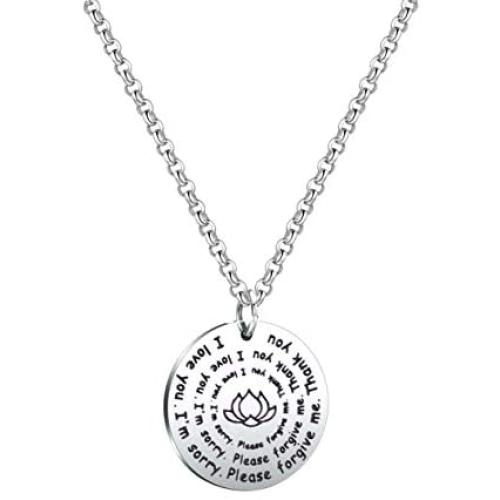 Hooponopono Prayer Necklace Im Sorry Please Forgive Me Thank You I Love You Spiritual Necklace